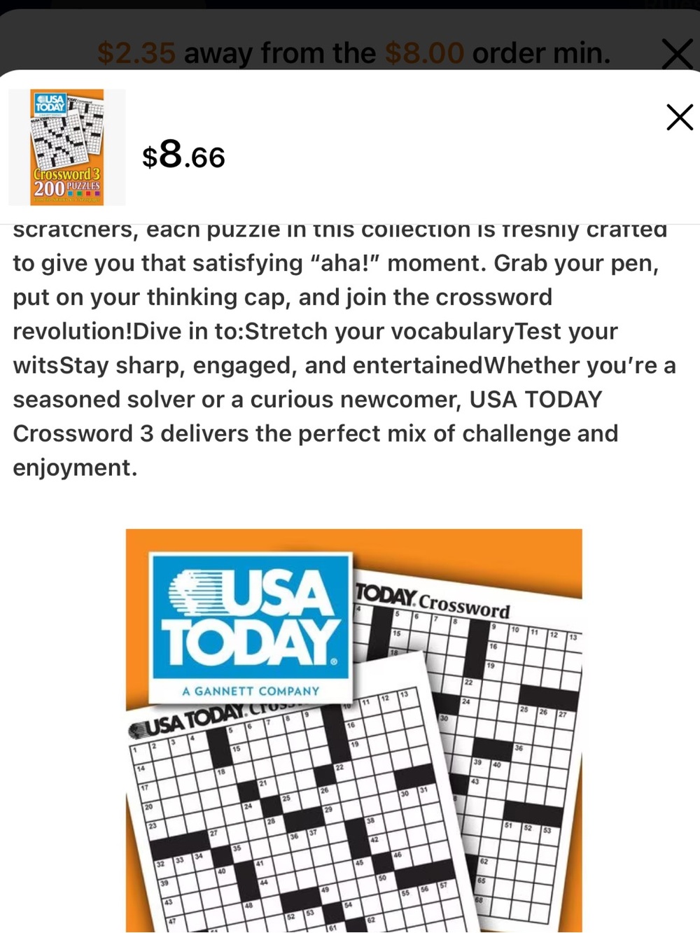USA TODAY CROSSWORD #3 200 PUZZLES VOLUME 21 - Picture 3 of 3